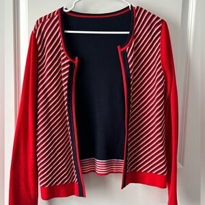 Reversible sweater in patriotic colors